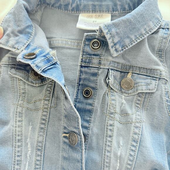 Kids Okie Dokie Repreve Cotton Blue Denim Jacket Snap Buttons Size 2T - Picture 5 of 7